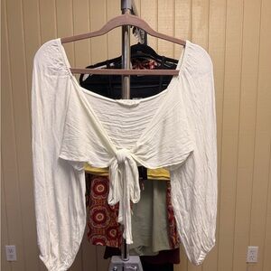 Audrey 3+1 Cream Tie-Front Blouse